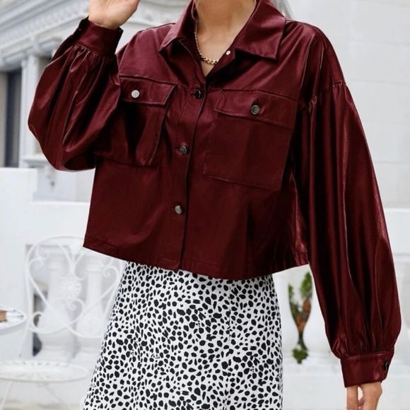 🆕 Cropped Faux Leather Jacket - Picture 3 of 5